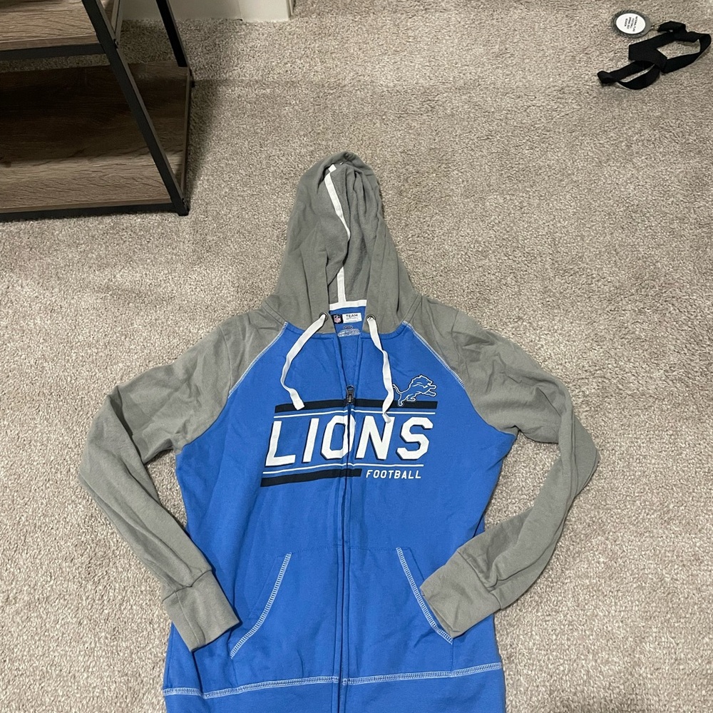 Detroit Lions Blue and Gray Hoodie